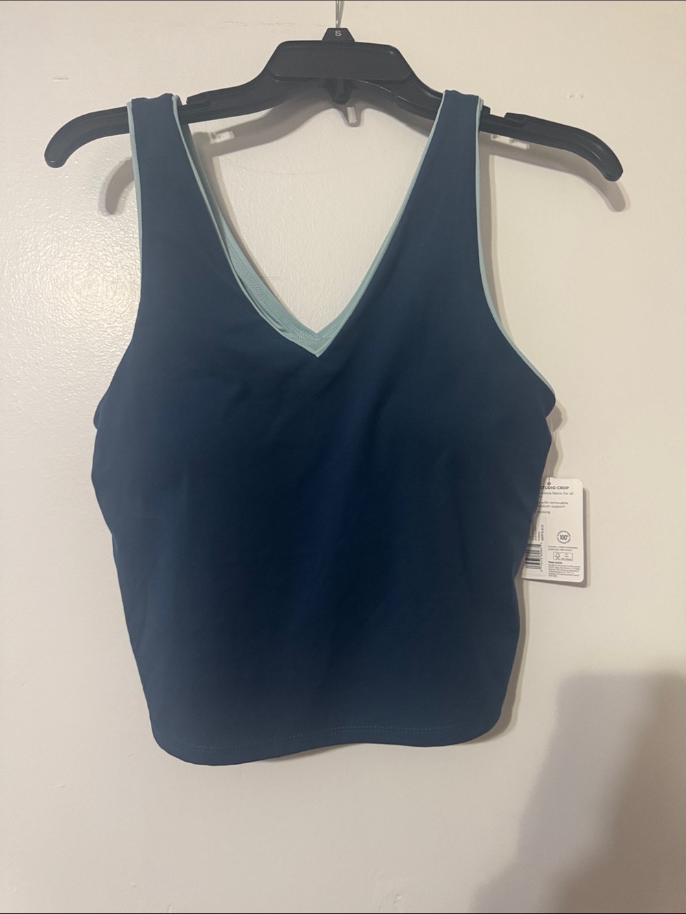 Jockey Navy V-Neck Tank Bra with Light Blue Trim